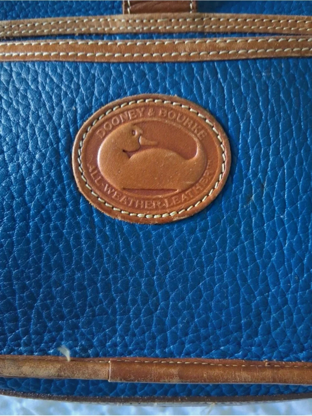 Dooney & Bourke Blue and Brown Pebbled Leather Messenger Bag